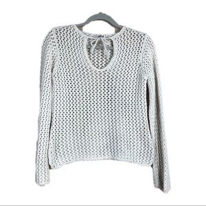 Old Navy White 100% Cotton Crocheted Sweater Size M